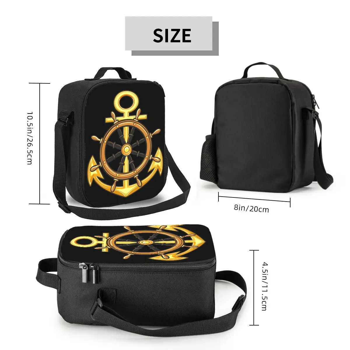 Nautical Sailor Anchor Isolado Lunch Bag para Mulheres, Personalizado, Refrigerador Térmico, Lancheira, Praia, Acampamento, Viagem