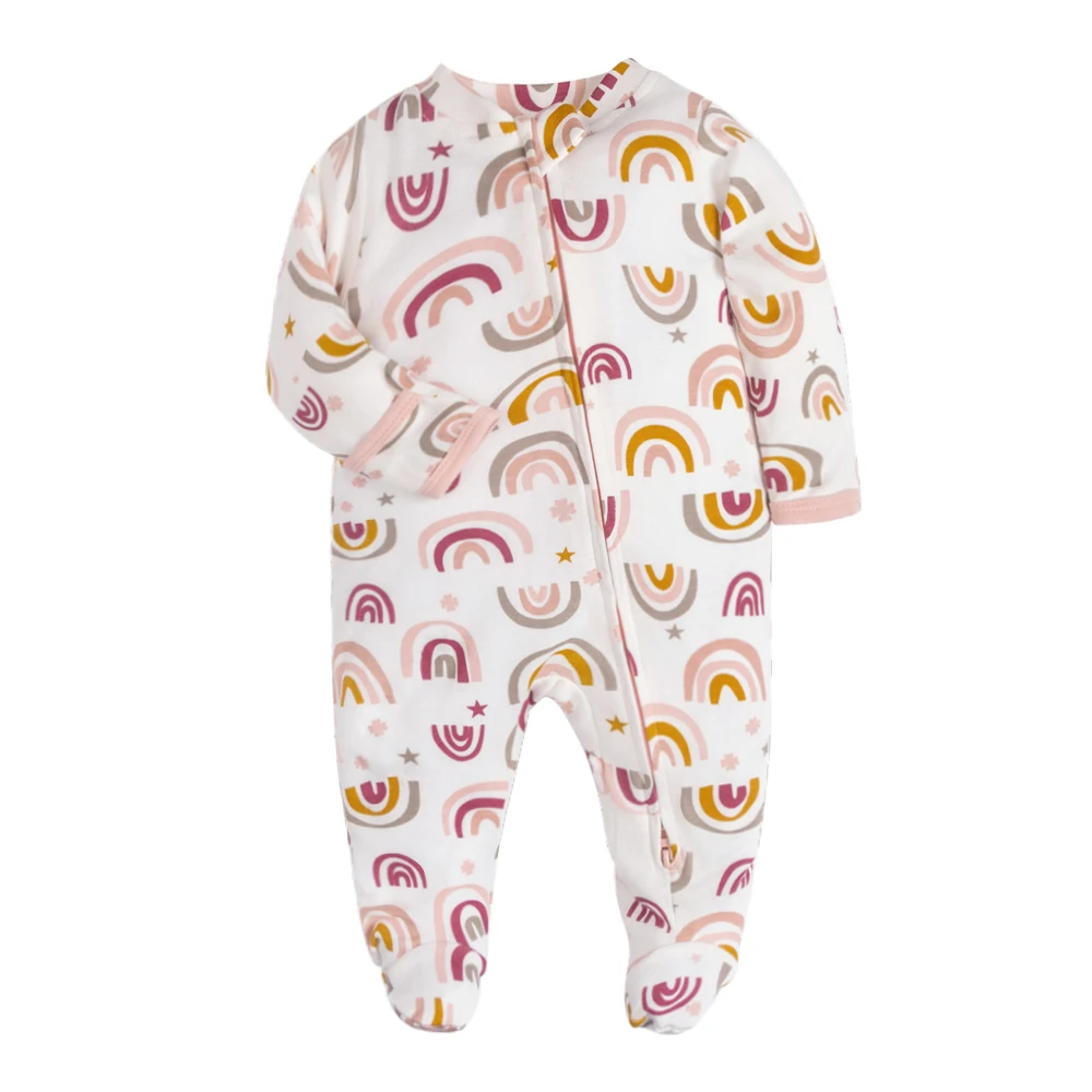 Newborn Footed Pajamas Zipper Girl and Boy Romper Long Sleeve 0-12 Months Baby Clothe Jumpsuit Cotton Fashion Baby Clothing