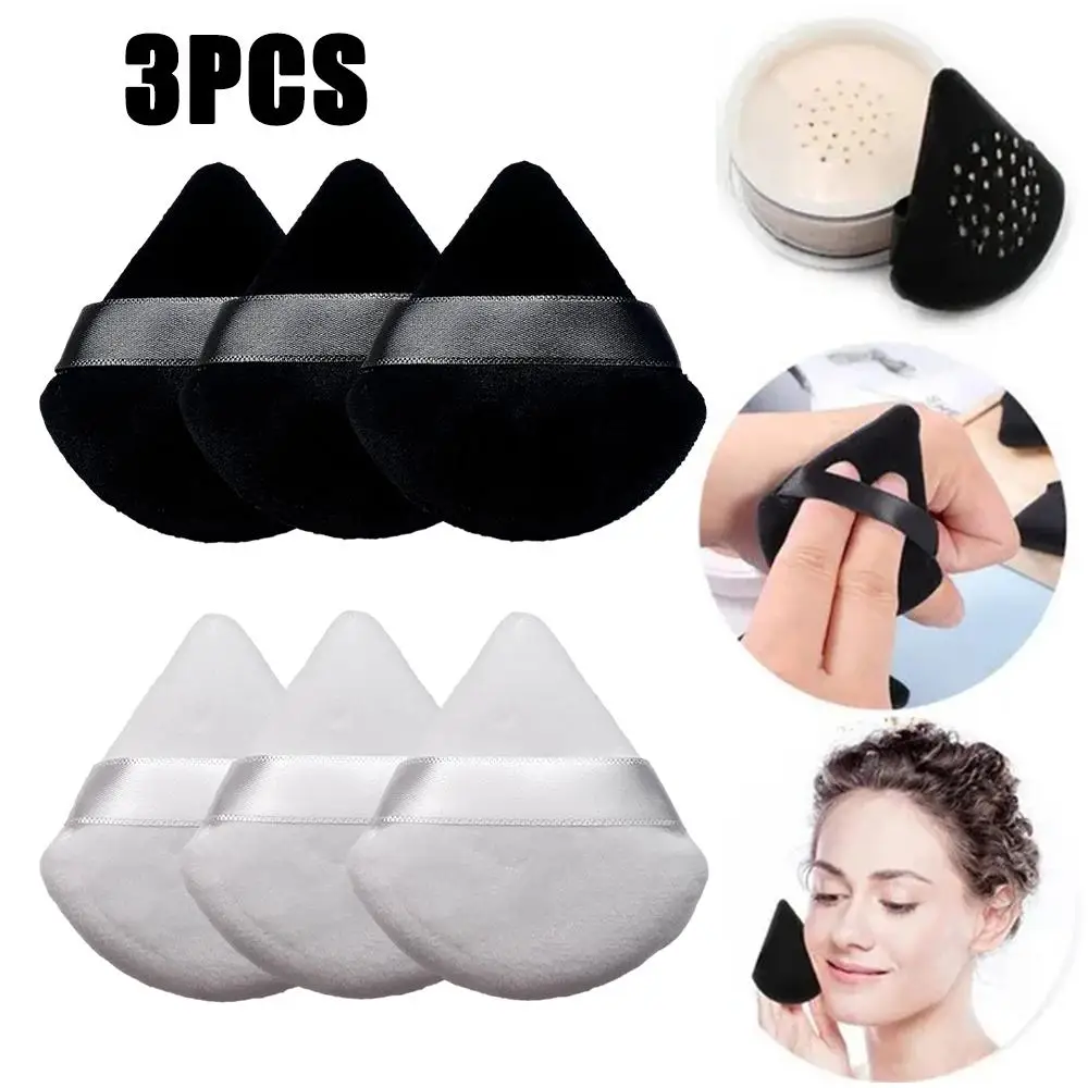 3 Stuks Driehoek Fluwelen Poeder Puff Make-Up Sponzen Voor Gezicht Ogen Contouren Schaduwafdichting Cosmetische Foundation Make-Up Tool I8y7