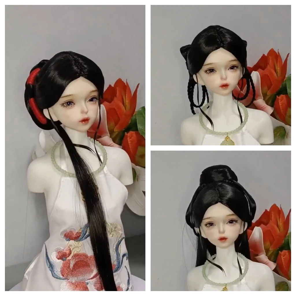 

1/4 1/3 Scale BJD Doll Ancient Costume Hanfu Wigs 7pcs Magnetic Suction Hairstyle Fairy Wig For MSD SD13 Girl Uncle Accessories