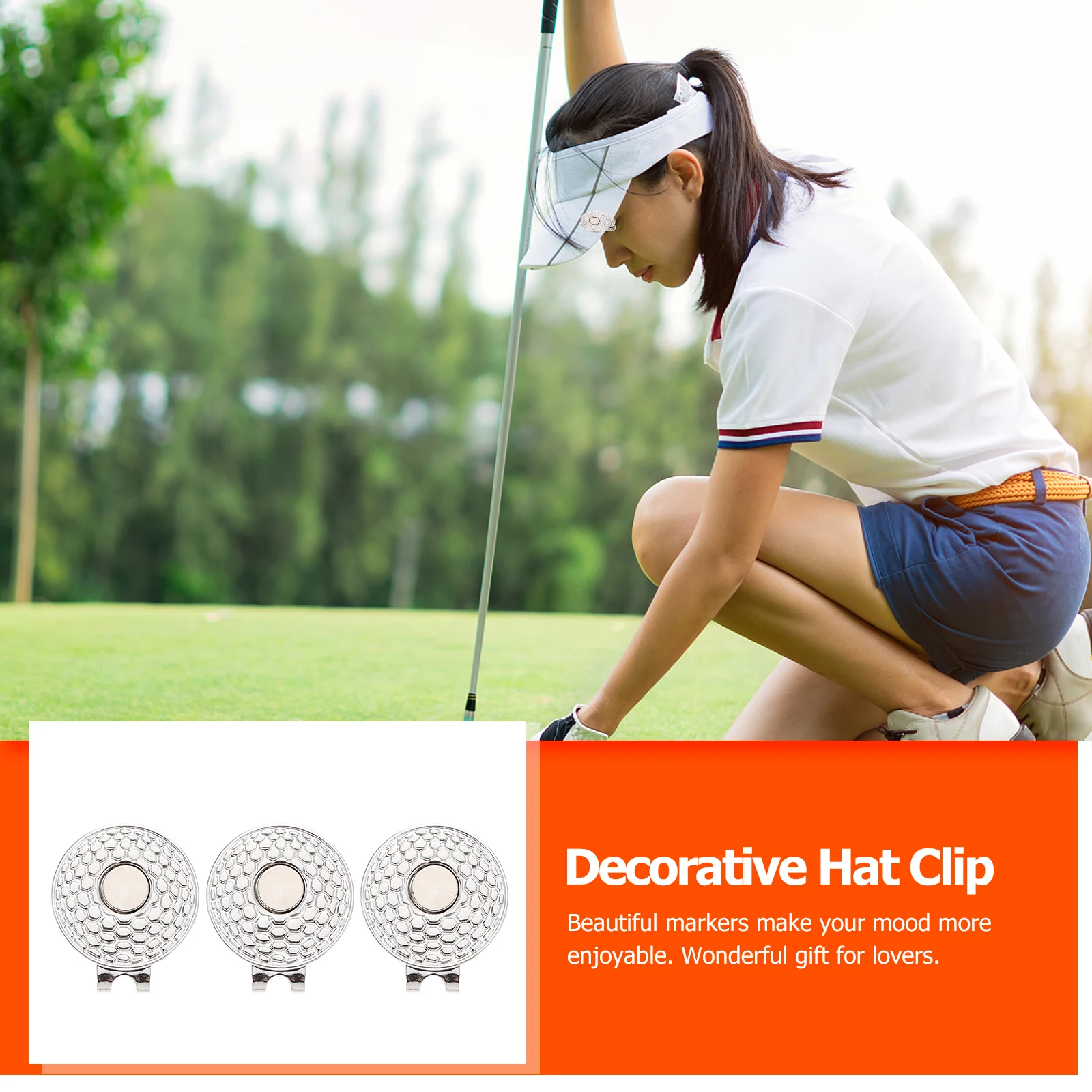 

3pcs Golf Ball Marker Hat Clip Zinc Alloy Durable Smooth Lightweight Golfing Accessories for Visor Belt Pocket Brooch