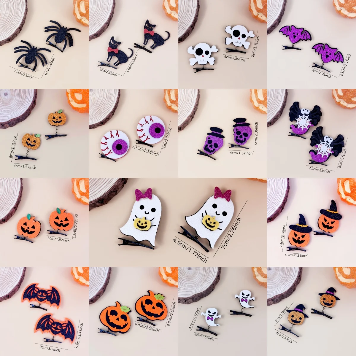 10 pçs meninas festa de halloween acessórios para o cabelo abóbora diabo grampos de cabelo conjunto cratoon primavera grampos presilhas crianças headwear