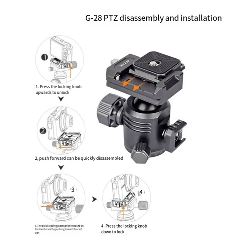 

A29F-XILETU Quick-Disassembly Gimbal Aka Base Micro-SLR Camera Horizontal And Vertical Shooting Universal Stabilizer Tripod G28