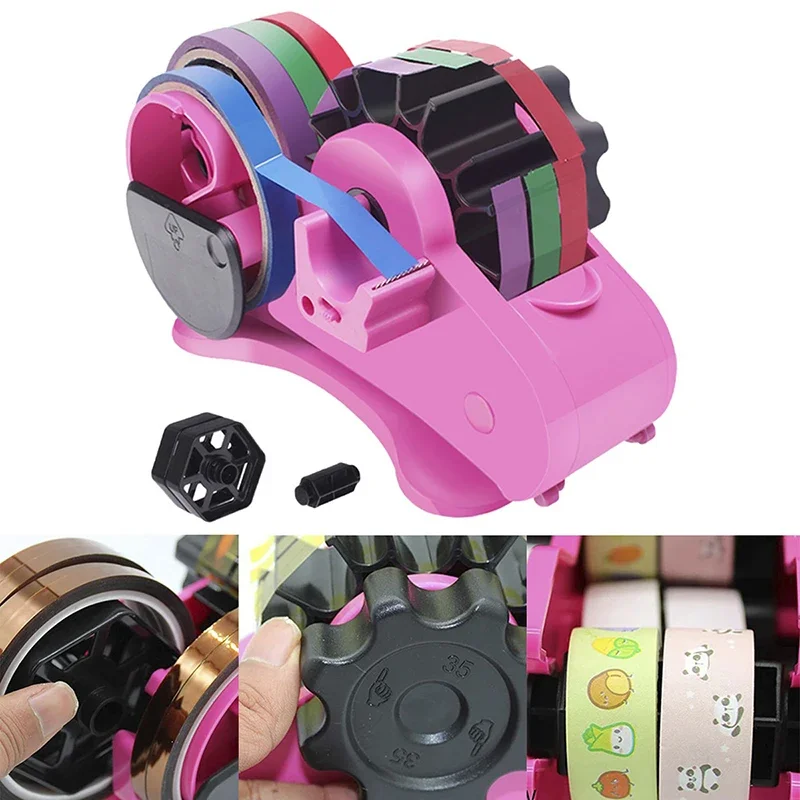 

Semi-Automatic Tape Dispenser Multi-roll Cutting Reusable Thermal Tape Dispenser with Compartment for Thermal Transfer Tape