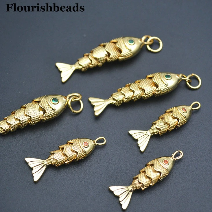 

10 шт., гибкая милая подвеска в виде рыбы карпа золотого цвета для изготовления ожерелья