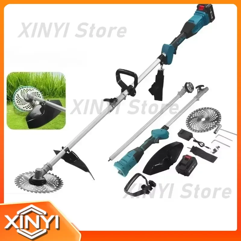 Lawn Trimmer for Electric Lawn Mower Garden Grass Cutter Cordless with Armrest 21V Lithium Battery 150cm Pole