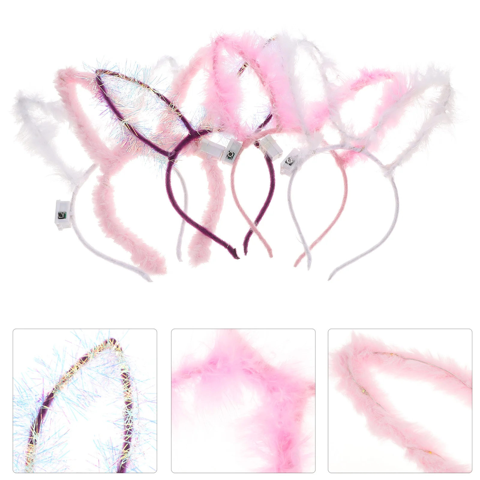 

5 Pcs Bunny Ear Headband Glowing Rabbit Hairbands Clasp Luminous Hoops Ears Decorative Cosplay Adorable Female