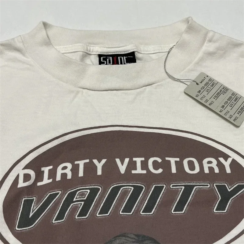 

Футболки VANITY SAINT MICHAEL из чистого хлопка, белые футболки SS для мужчин и женщин, 1:1, лучшее качество, футболка большого размера с принтом бабочки
