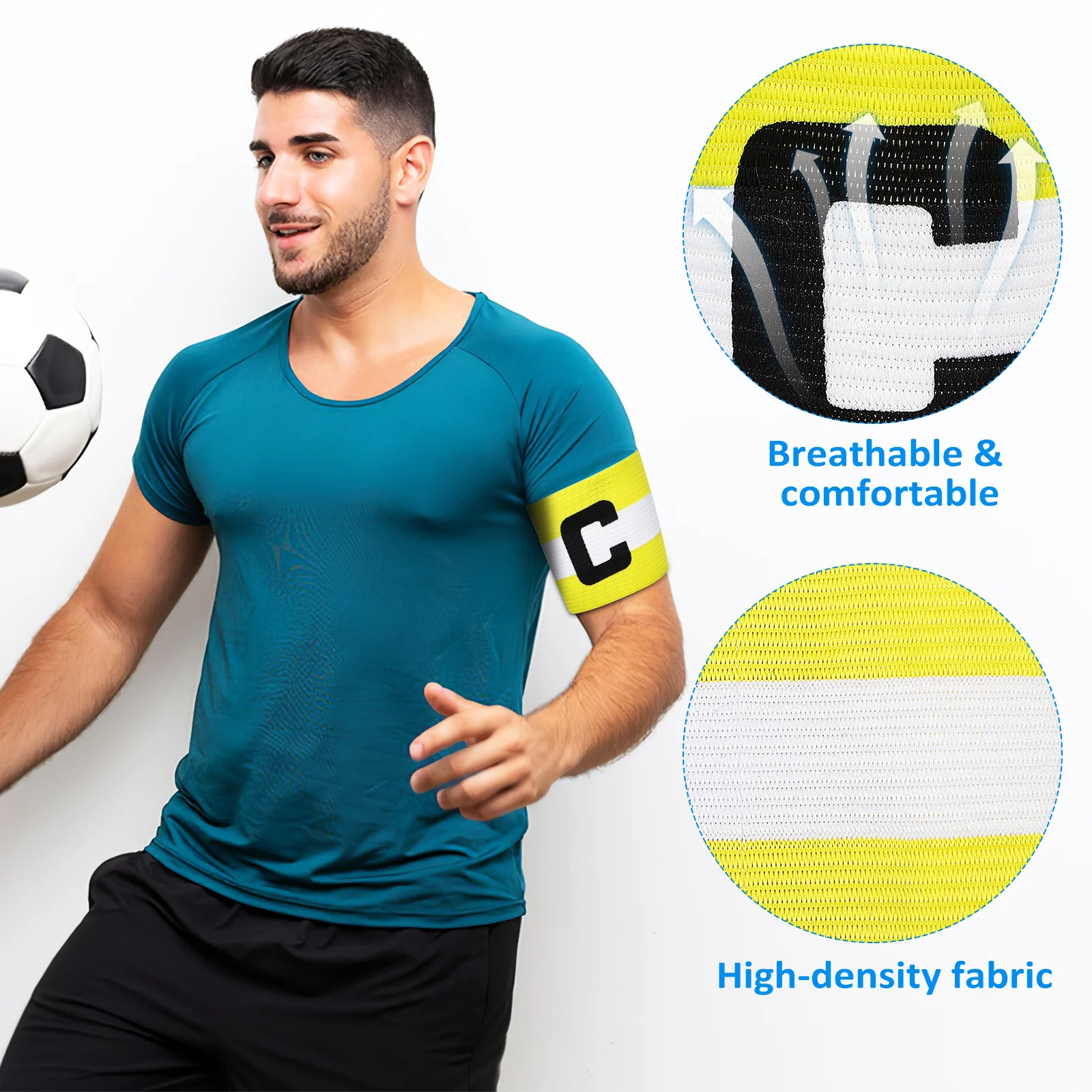 

2Pcs Football Captain Armbands High Elasticity Comfortable Wear Sports Team Leader Bands Soccer Match Use Captain Armband