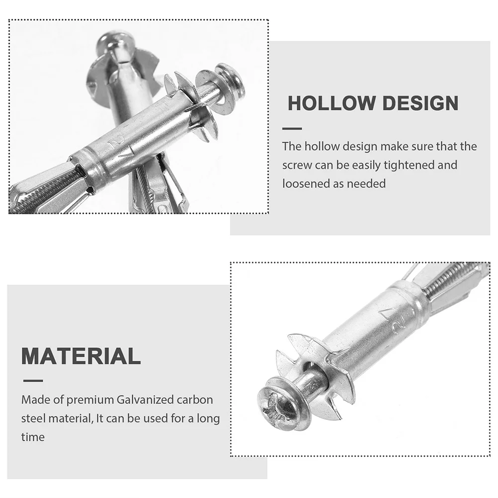 

22Sets Hollow Door Fixing Bolts Durable Expansion Screws Wear Resistant for Hollow Wall Expansion Nuts Screw Fasteners