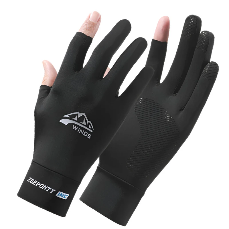 AliExpress NONE Men Summer Sun Protection Gloves Ice Silk Driving Cycling Fishing Fingerless Breathable Cooling Stretchy Touchscreen Thin Gloves