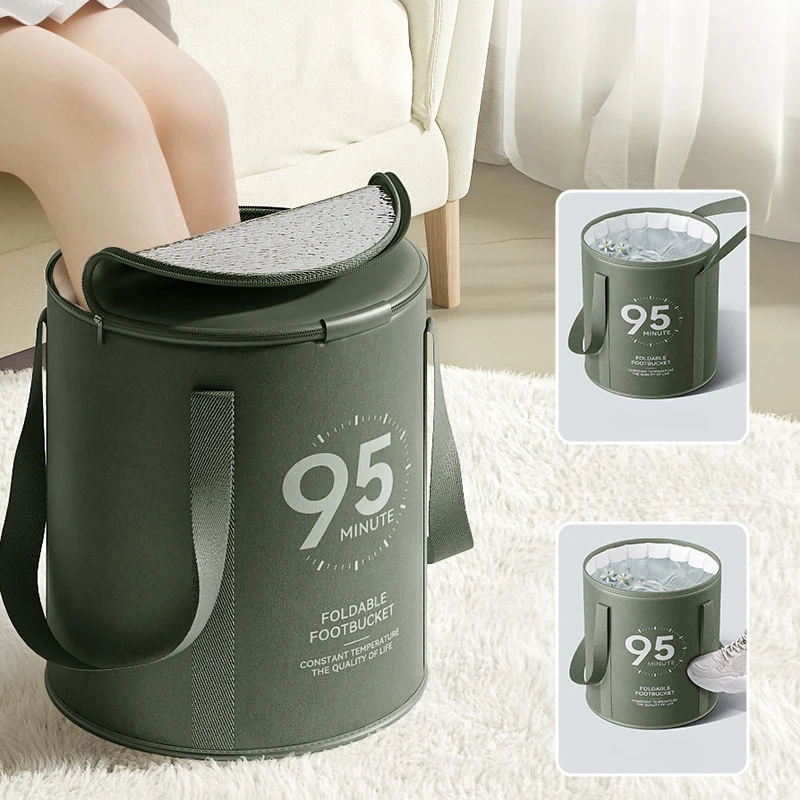 Portable Collapsible Foot Bath Bag for Dormitory, Deep Bucket Beyond the Calf, Household Heat Preservation Foot Bath Bucket