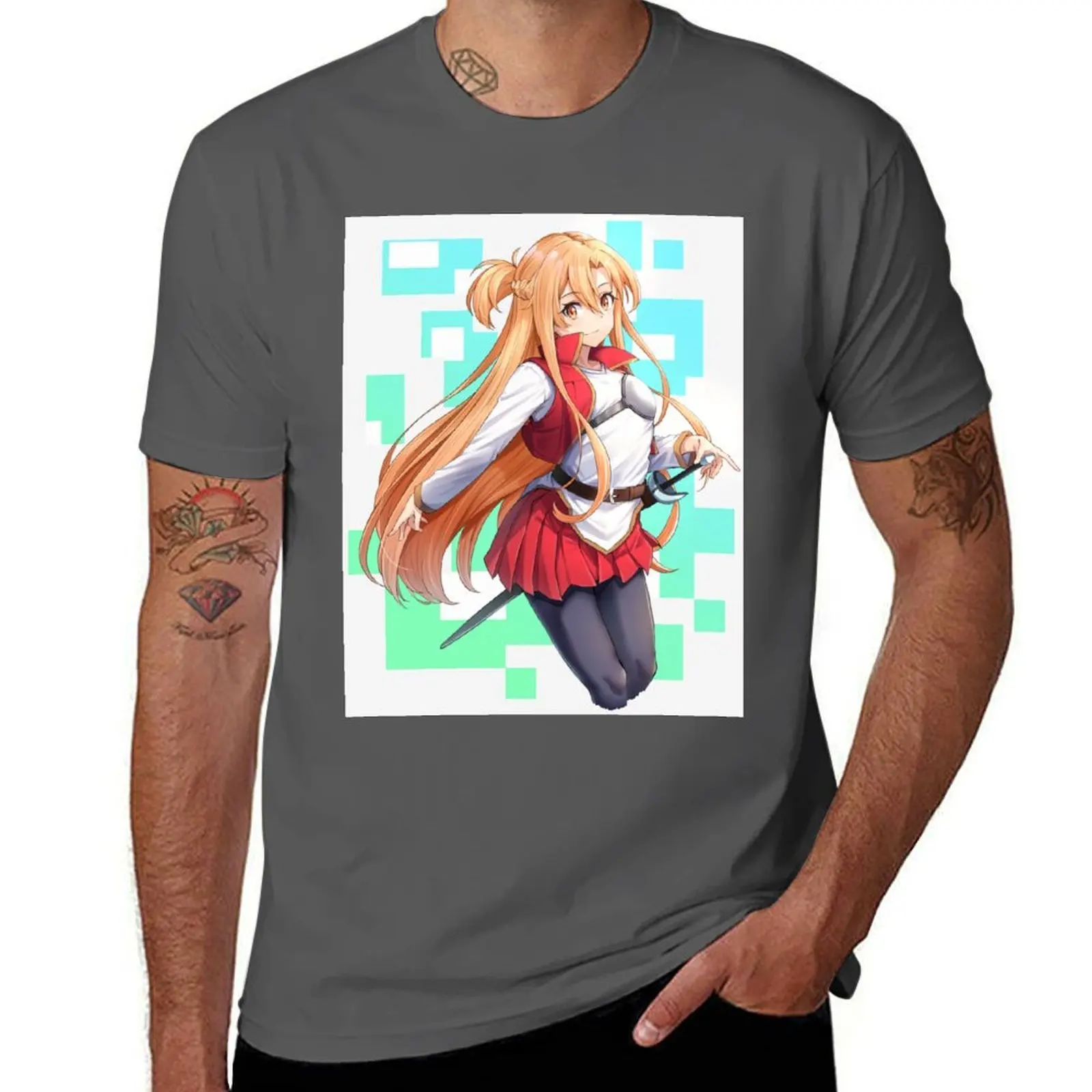 Asuna art (SAO) online Sword T-Shirt Moisture Control Sports Tee