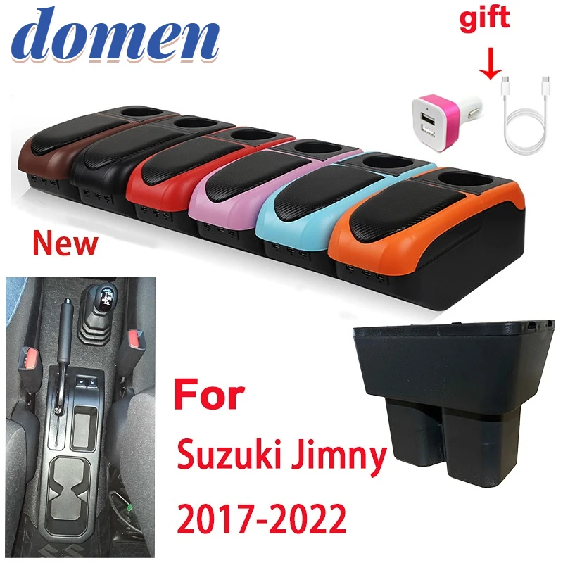 For Suzuki Jimny armrest car armrest box 2017 2018 2019 2020 2021 2022 2023 Center Console Storage USB Retrofit Parts Accessory