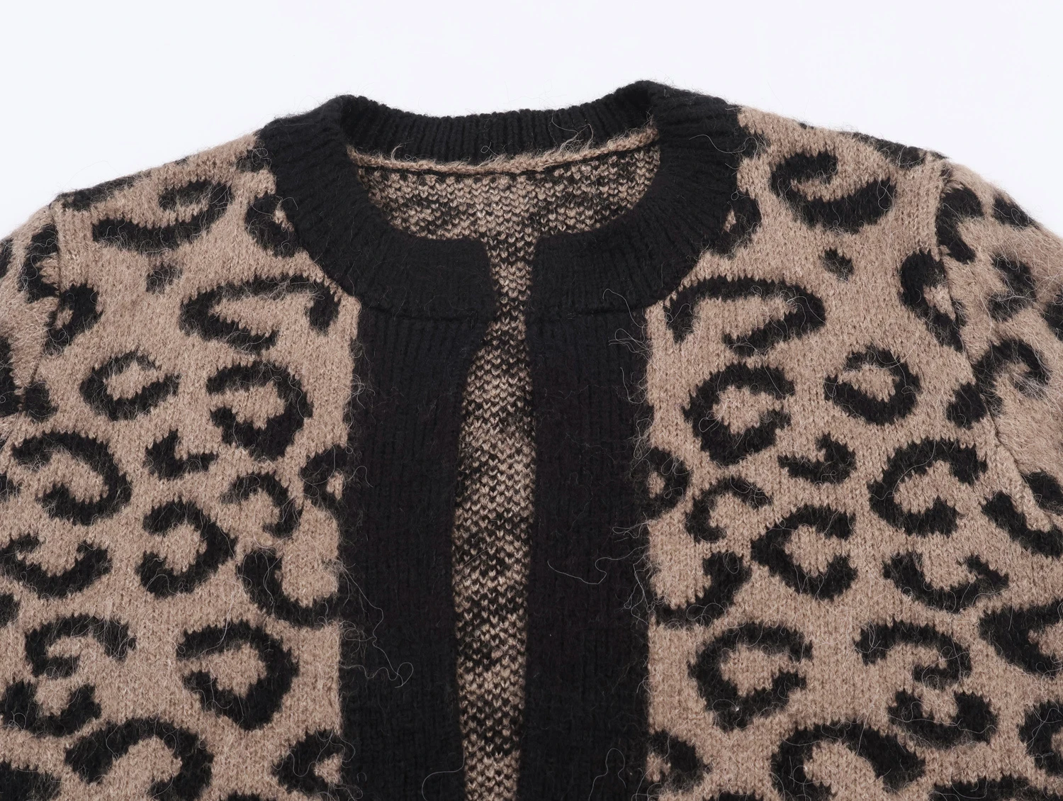 ZERAINS Damski zimowy nowy modny uniwersalny sweter rozpinany z okrągłym dekoltem, z żakardowym wzorem zwierzęcym, dzianinowy kardigan, kurtka