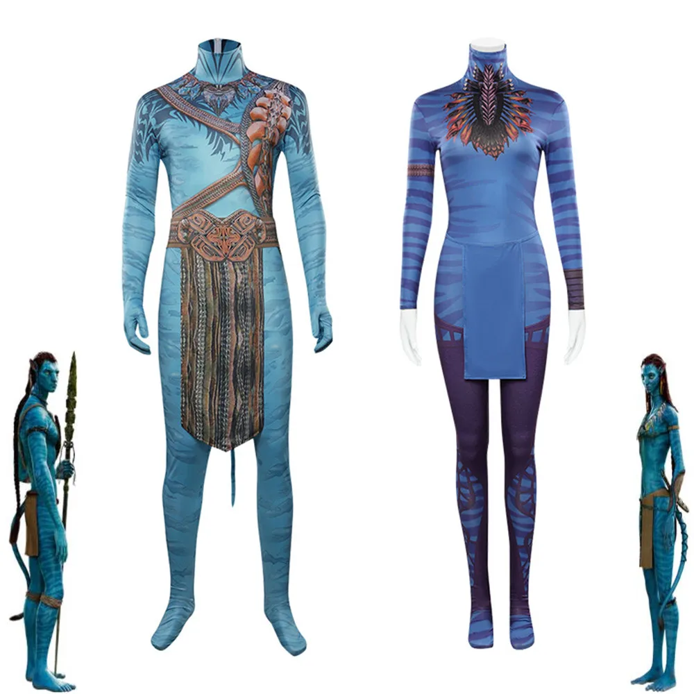 

Movie Avatar Jake Sully Neytiri Cosplay Costume Tight Printing Jumpsuits Woman Man Zentai Bodysuit Halloween Carnival Party Suit