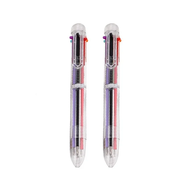 Ballpoint Pens Creative Stationery transparent 6 Color pressing Color Ball Pen Oil Pen Stationery