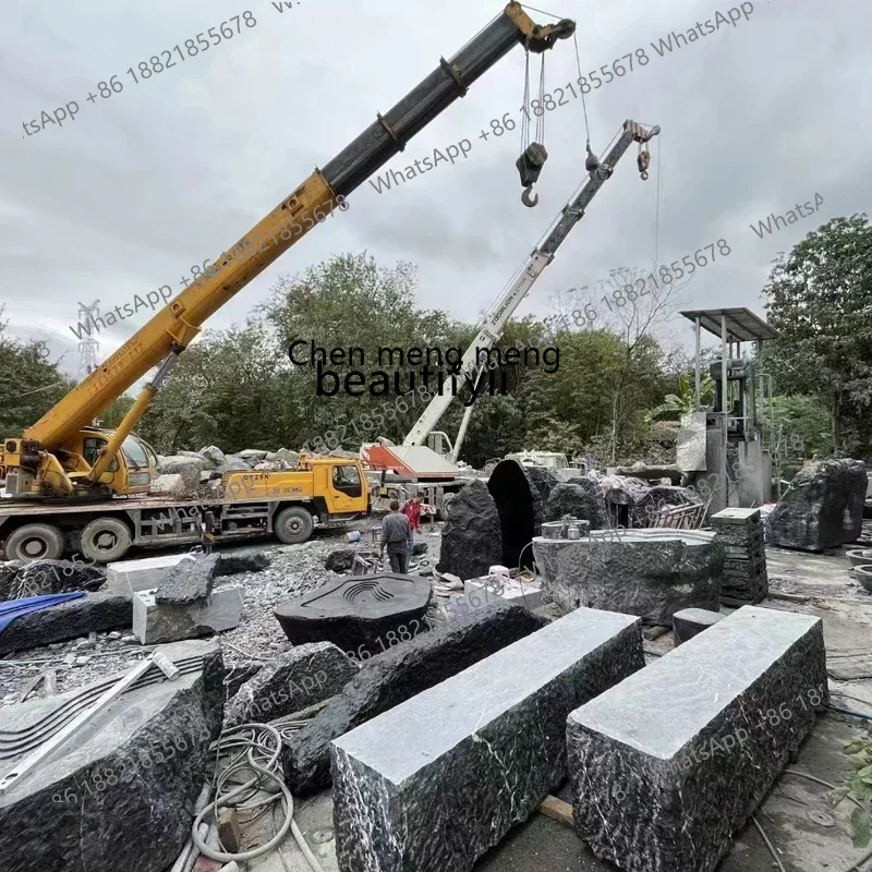 P178 حديقة حجر الجبل الأسود الطبيعي وعاء الماء الحجر الخام حديقة كبيرة العقارات المشهد المناظر الطبيعية الحجر #6