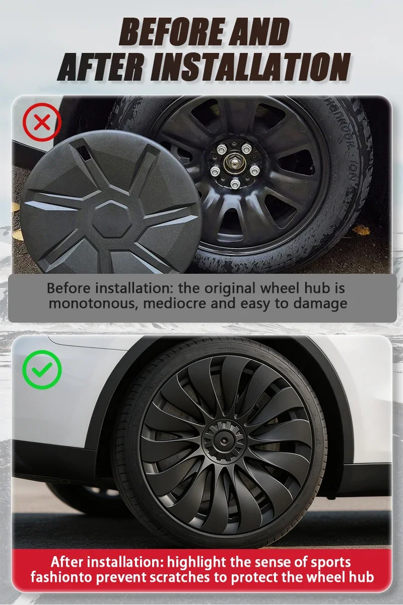 Für Tesla Model Y Juniper Standard 18 Zoll 4 Stück Vollrand-Apertur-Radabdeckung Radkappen Leistungs-Ersatzteile Zubehör 2026 – Detail 6