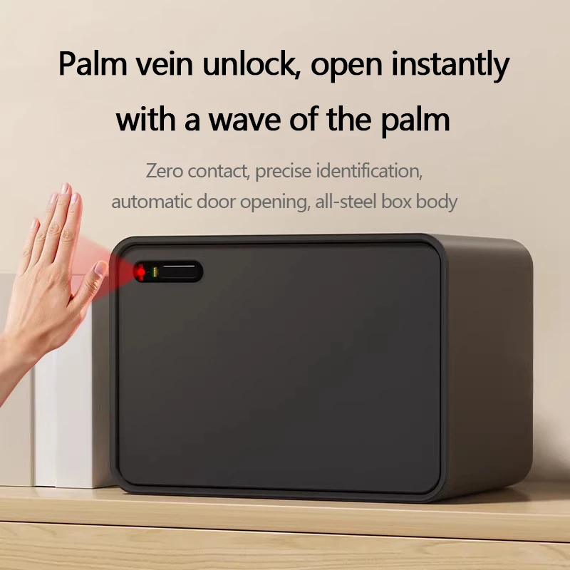 

Palm vein unlock safe, small household safe, 2026 new model, all-steel box, automatic opening, household wall-mounted safe