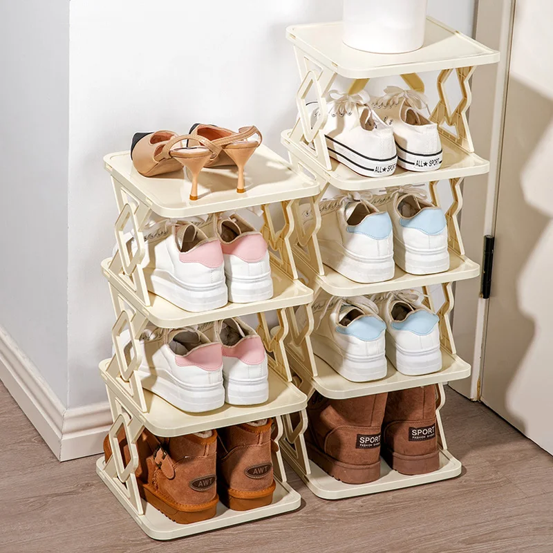 

Plastic Shoe Rack Five-layer Shoes Storage Shelf Wall Corner Space Saving Organizer Entrance Door Shoebox Home Storage Supplies