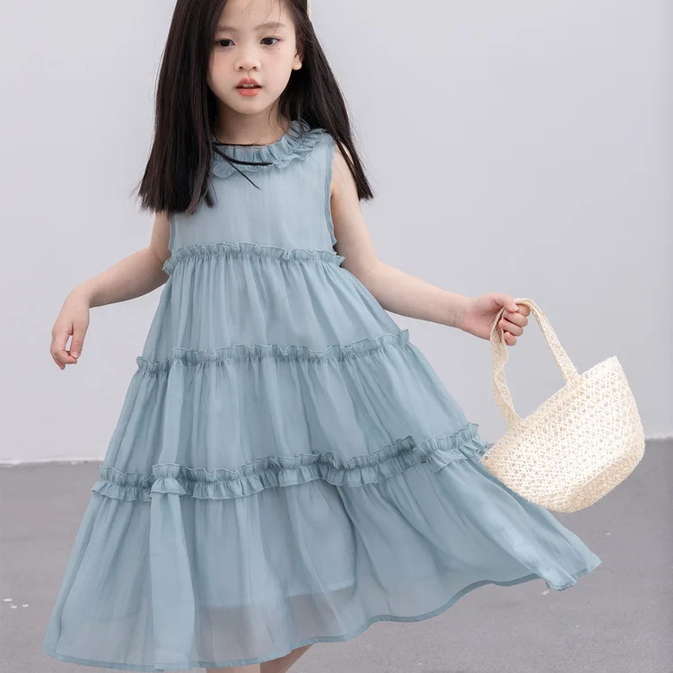 

Girls Dress 2024 Summer New Children Summer Dress Halter Skirt Children Baby Girl Solid Skirt Princess Dress Baby Girl Skirts