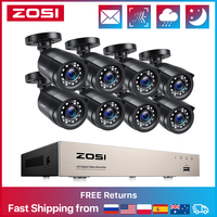 ZOSI 8CH 1080P CCTV System Video Surveillance Kit Wired TVI DVR Set for Outdoor Home Waterproof Night Vision Move Detect