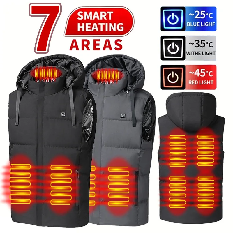 

Smart Charging Heating Cotton Vest Seven Zone Heat Winter New USB Heating Clothes Motorcycle Rider Vest Motorcycle Equipment