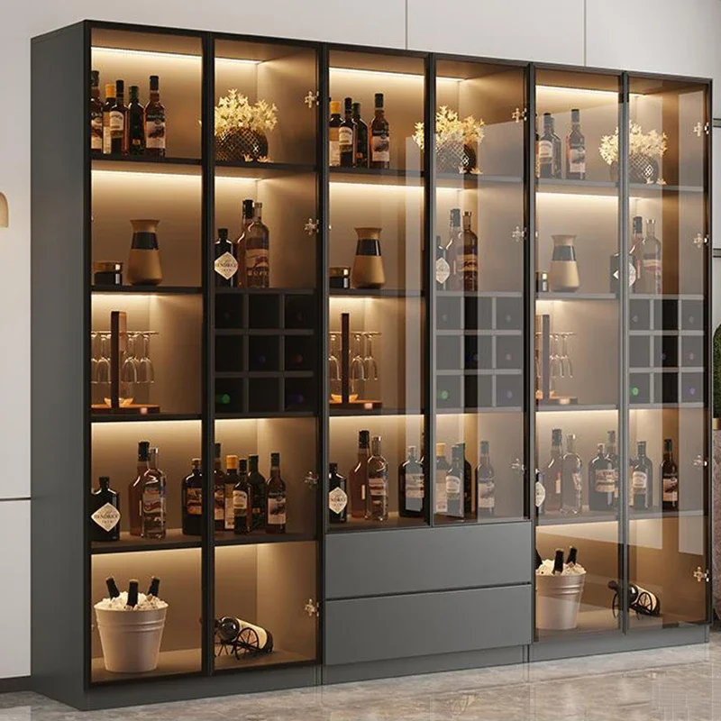 

Glass Transparent Bar Cabinet Shelves Nordic Tequila Tall Decoration Wine Cabinet Designer Partitions Estante Home Furniture