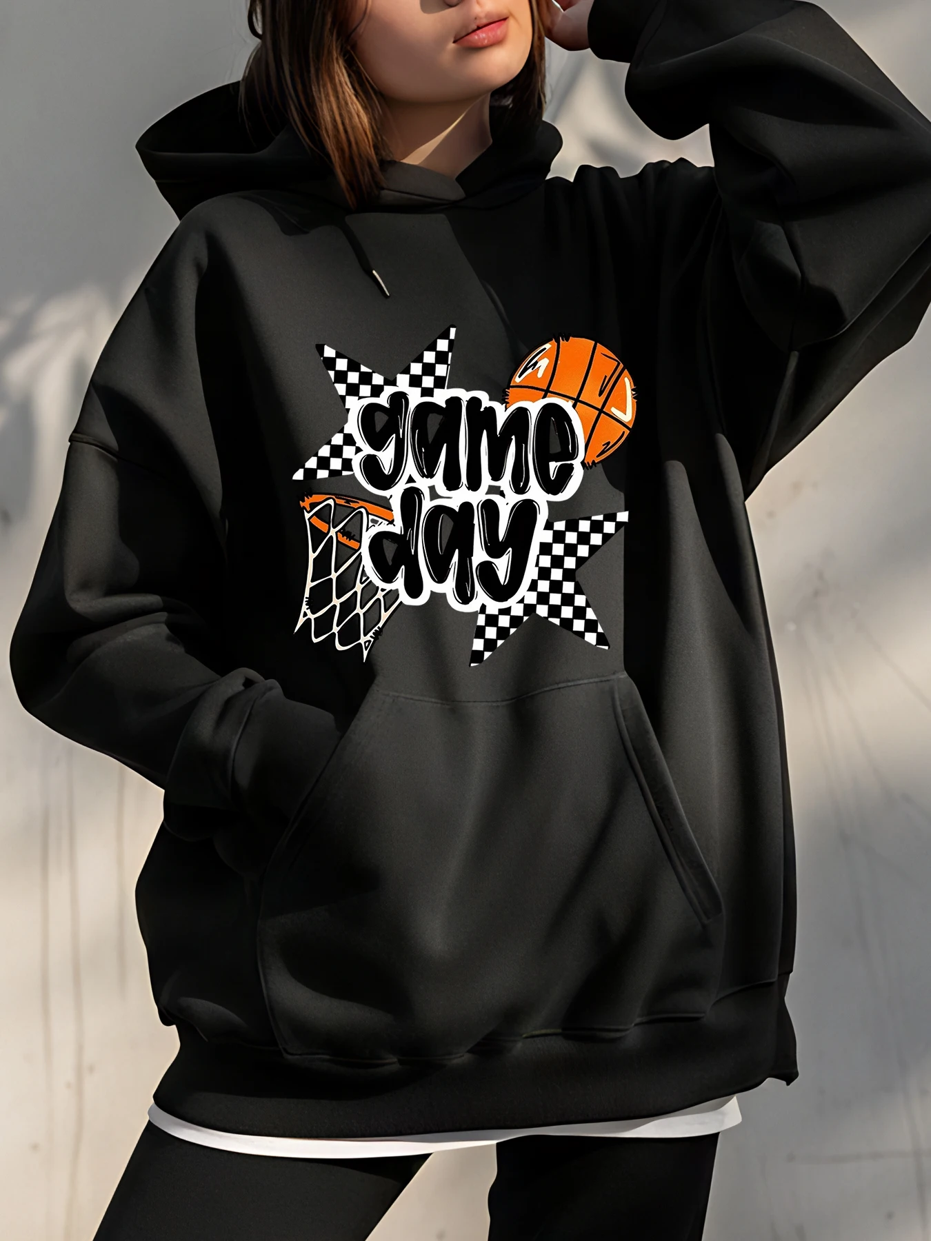 Sweat à capuche pour femmes, jour de jeu, basket-ball imprimé, vêtements de Sport décontractés pour femmes