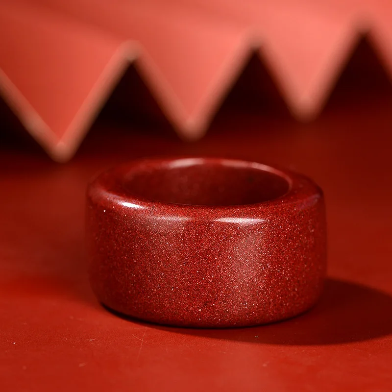 Natural 100% real red Cinnabar jade rings hollow out cloud pattern jewelry band ring jade stones for men jewellery mens rings