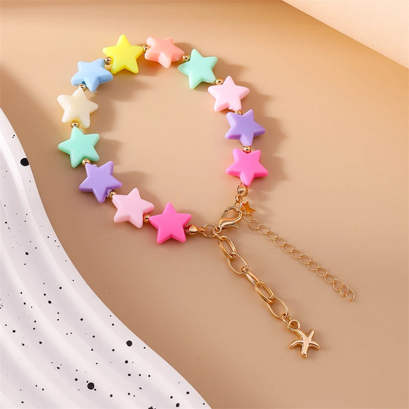 Modisches handgefertigtes buntes Sternperlen-Armband für Frauen und Mädchen, Party, Festival, Schmuck, Geschenke – Detail 7