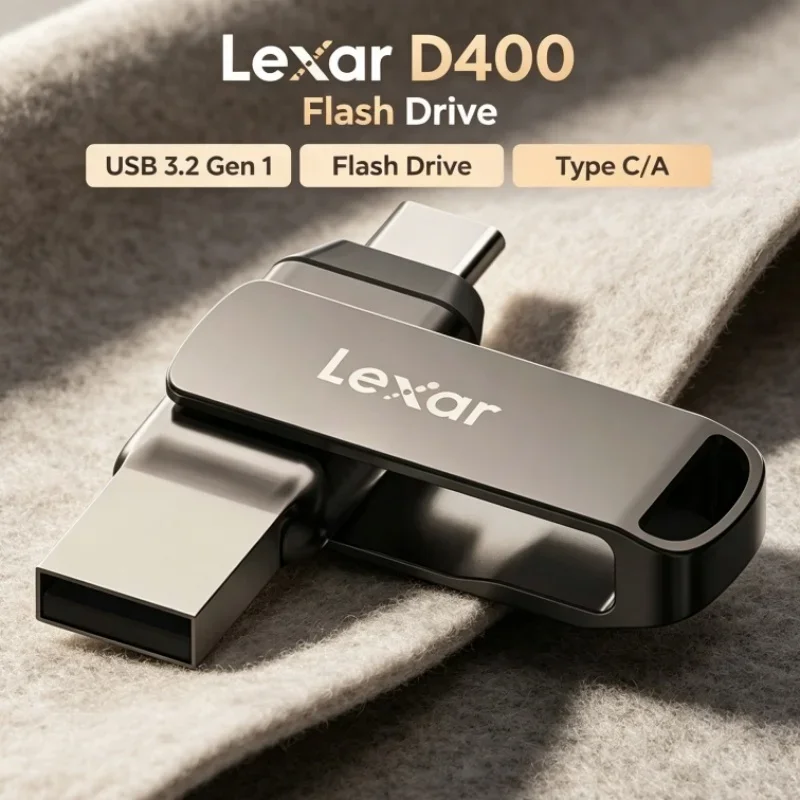 Lexar JumpDrive D400 Dual Slot USB Flash Drive Type C/A 32GB 64GB 128GB 256GB USB 3.2 Gen 1 For PC/Mac