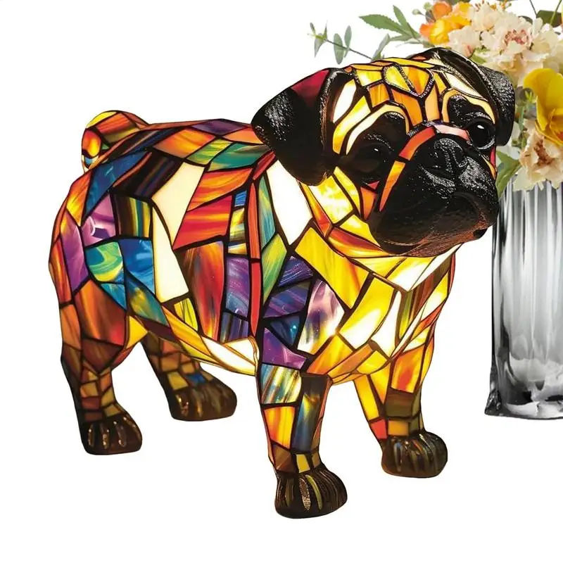 

Resin Table Lamp Vintage Animals Table Lamp 3D Dog Bedside Light Retro Stained Home Decoration For Nursery Bedroom Kids & Adults