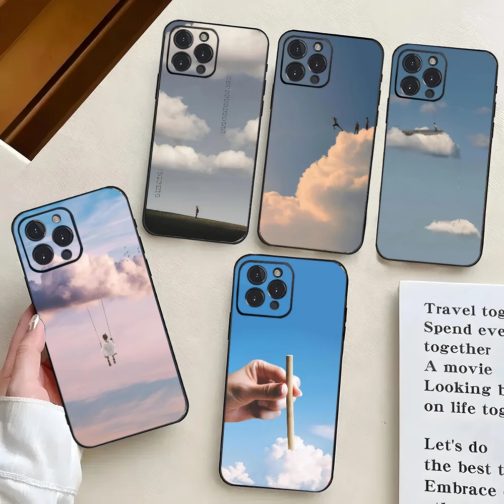

EPC Abstract Modern People Live On The Cloud Phone Case Silicone Soft For IPhone 16 15 14 13 12 11 X XR Plus Pro Max Plus