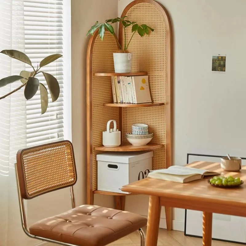 

Mumei rattan screen partition solid wood triangle cabinet display bedroom bedside living room