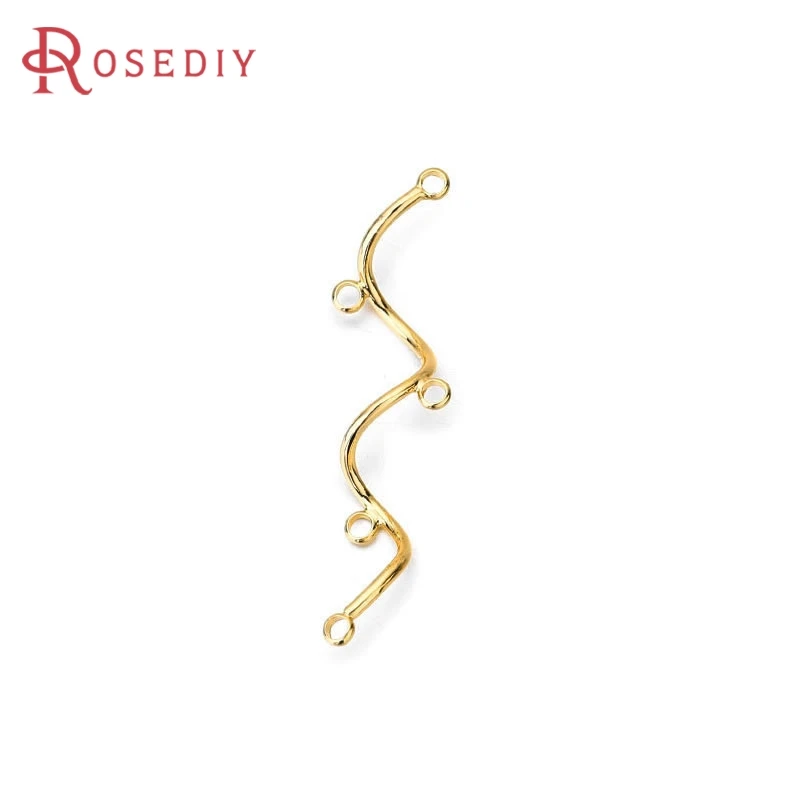 

6PCS 18K Gold Color Brass Curved Tube Connect Charms High Quality Jewelry Making Supplies Earrings Diy Accessories