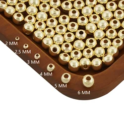 50pcs Gold Filled Ball Spacer Beads For Bracelet Jewelry Making,Multi Sizes,2-6mm,Wholesale-104029