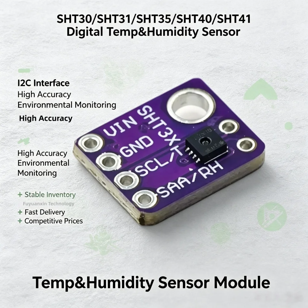 FYX Stock SHT30 SHT31 SHT35 SHT40 SHT41 Digital Temperature Humidity Sensor Module I2C High Accuracy Environmental Monitoring