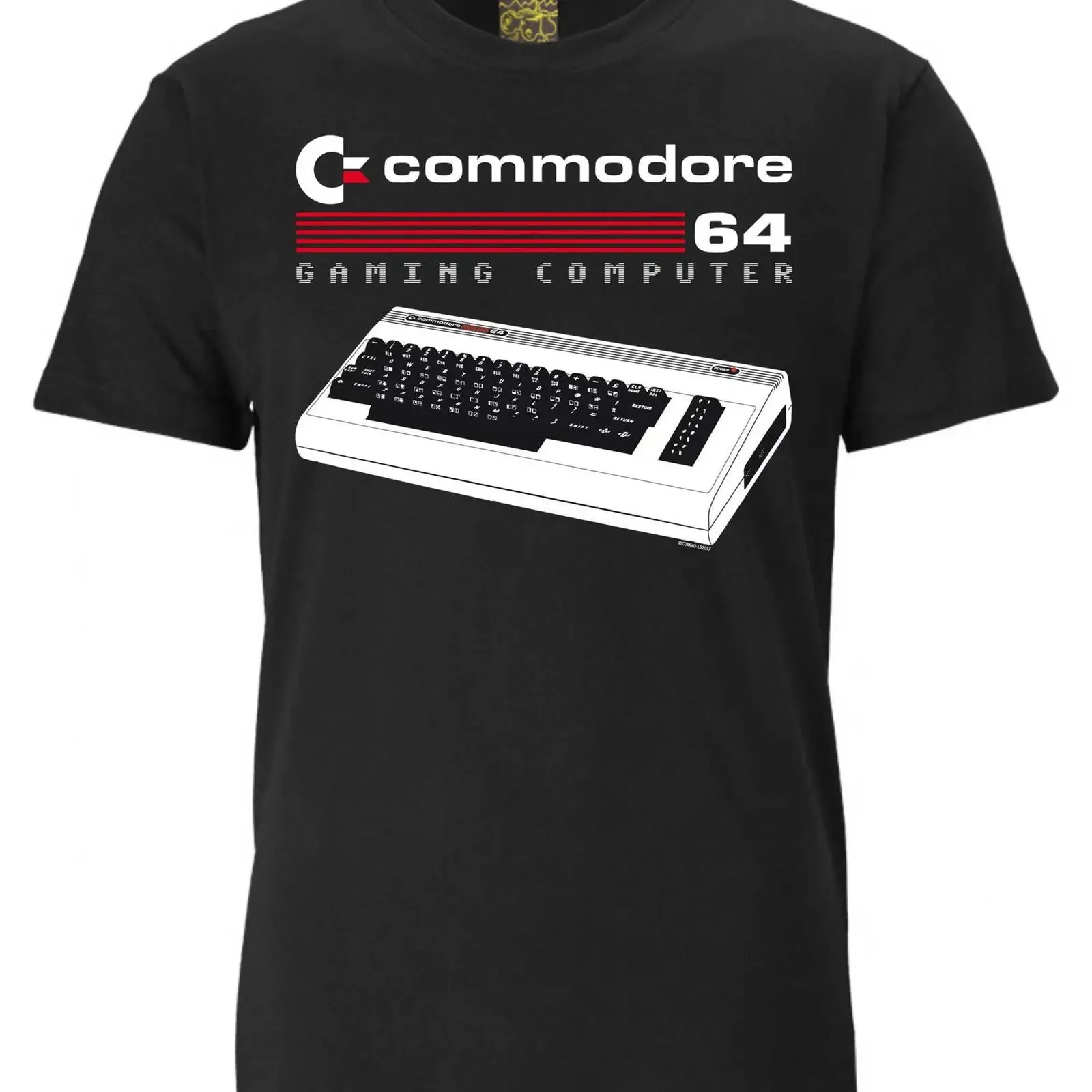 LOGOSHIRT COMMODORE Print T shirt schwarz vintage Washed Breathable designer clothes Unisex Comfortable Slightly