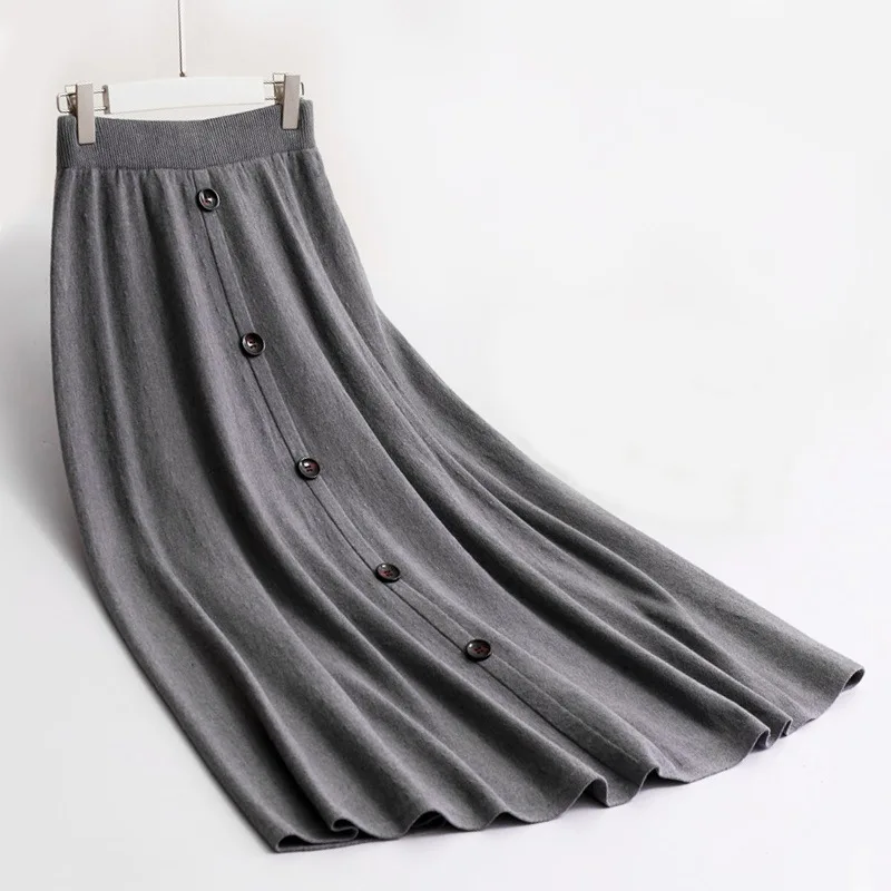 

Вязаная юбка миди женская осенне-зимняя 2024, новая, с высокой талией, универсальная, А-силуэт, из пряжи Core Spin Yarn, в стиле Lazy Sle