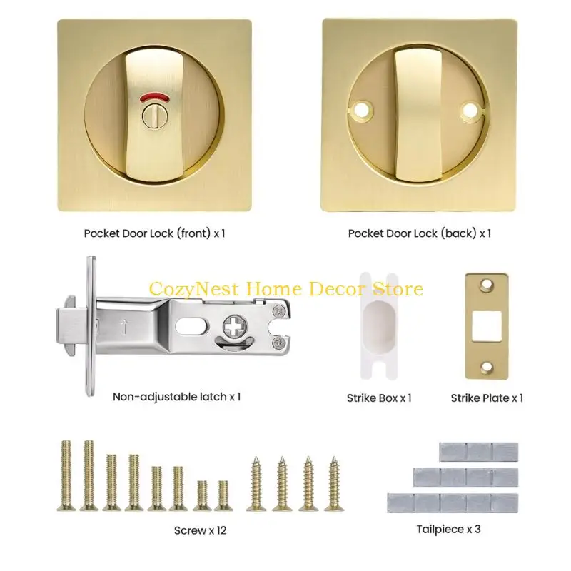 92MF Keyless Interior Privacy Hardware for Pocket, Sliding, and Bifold Entries with Recessed Trim, Visible Status Cue, and