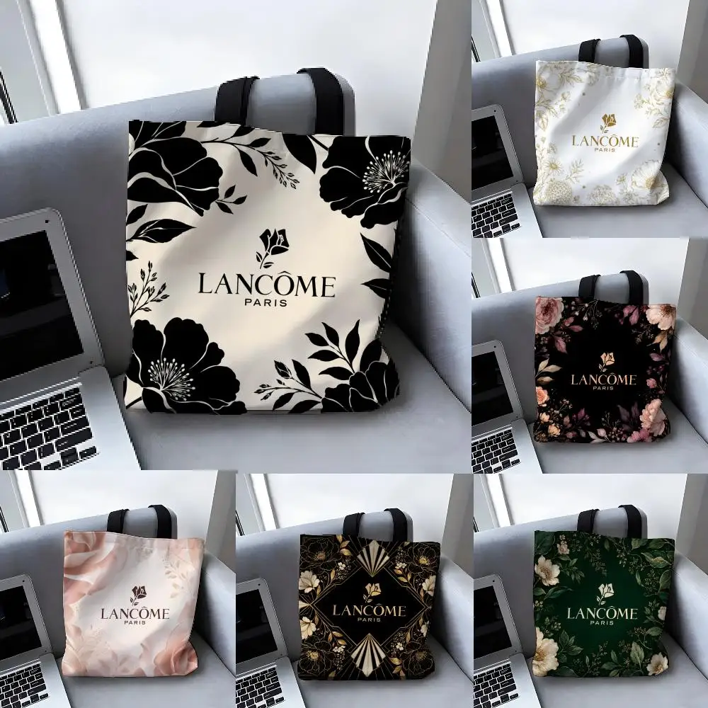 Bolsos de lona grandes de diseñador para mujer con estampado de moda, bolsos de compras para supermercado, bolsas de almacenamiento L-Lancome