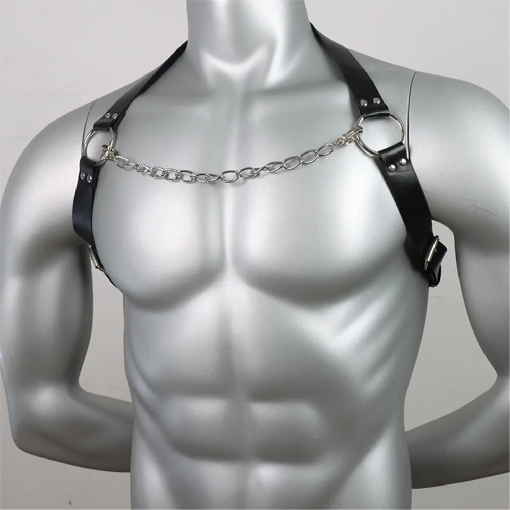 Male Leather Lingerie Sexual Chest Harness Men Adjustable Rave Gay Clothing BDSM Fetish Full Body Harness Belt Strap for Sex