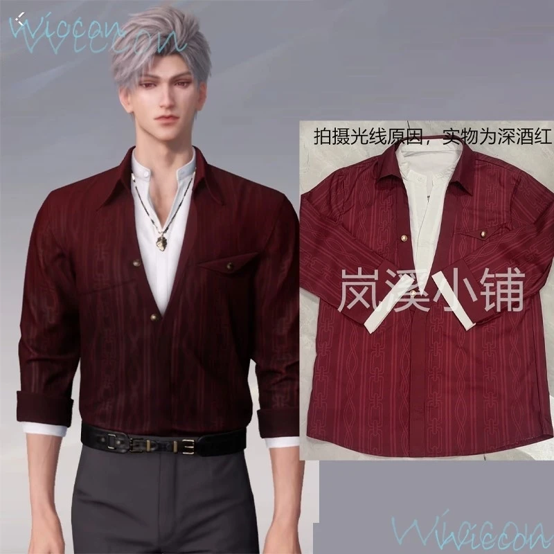 

Sylus Cosplay Shirt Game Love And Deepspace Cos Suit Daily Red Fake Two-piece Shirts Uniform RolePlay Party Play Men Comic-con