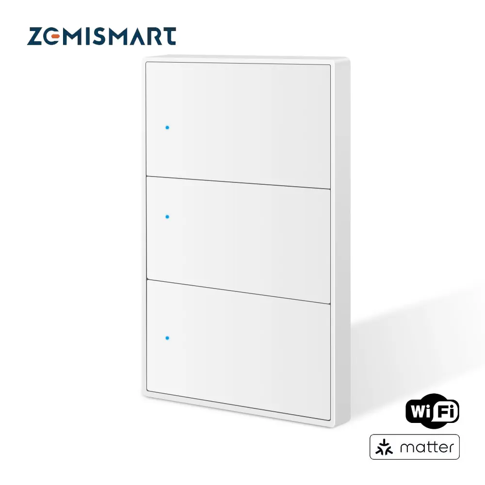 

Zemismart Matter Over WiFi Physical Push Button Switch 1 2 3 4 6 Gangs Smart Wall Light Switches Google Home SmartThings Homekit