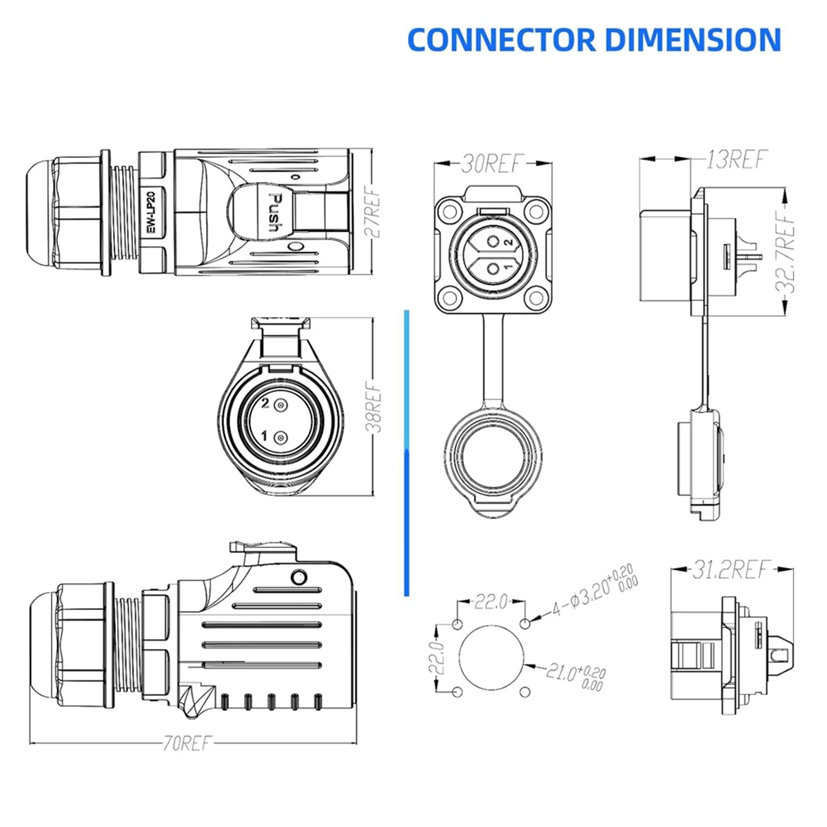 Industrial Waterproof Connector IP68 Quick Plugging Circular Connector Anti-Interference Shell Connector (7