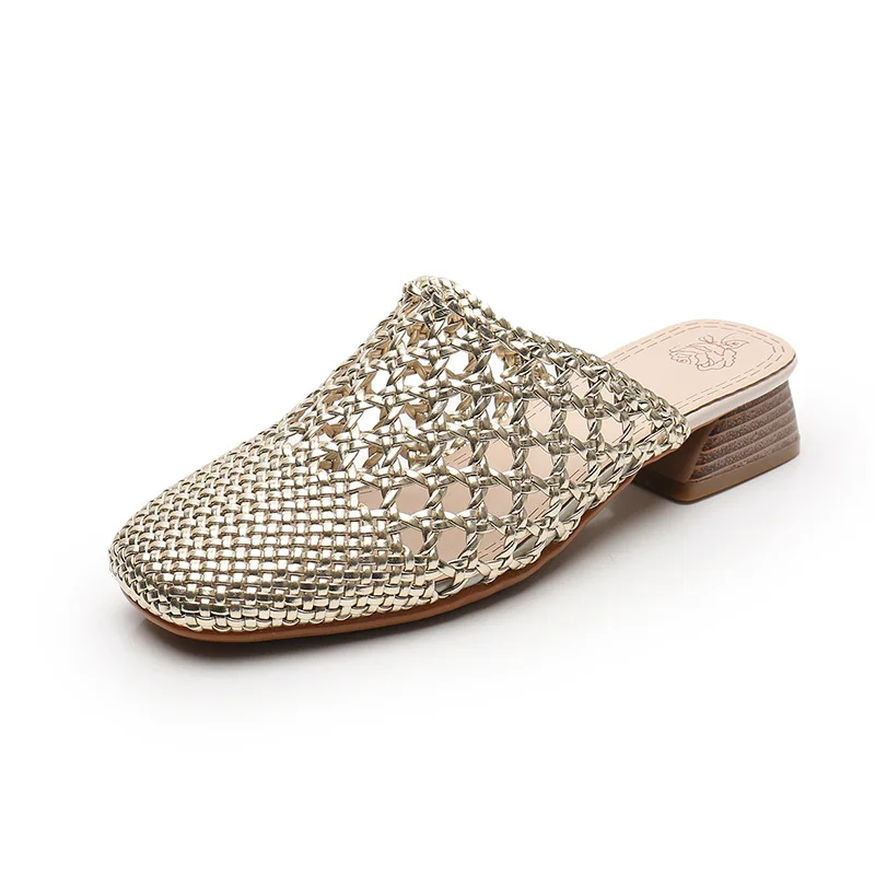 

Новые дышащие женские сандалии из ротанговой травы, летние пляжные прогулочные модные уличные тапочки из белого золота 41