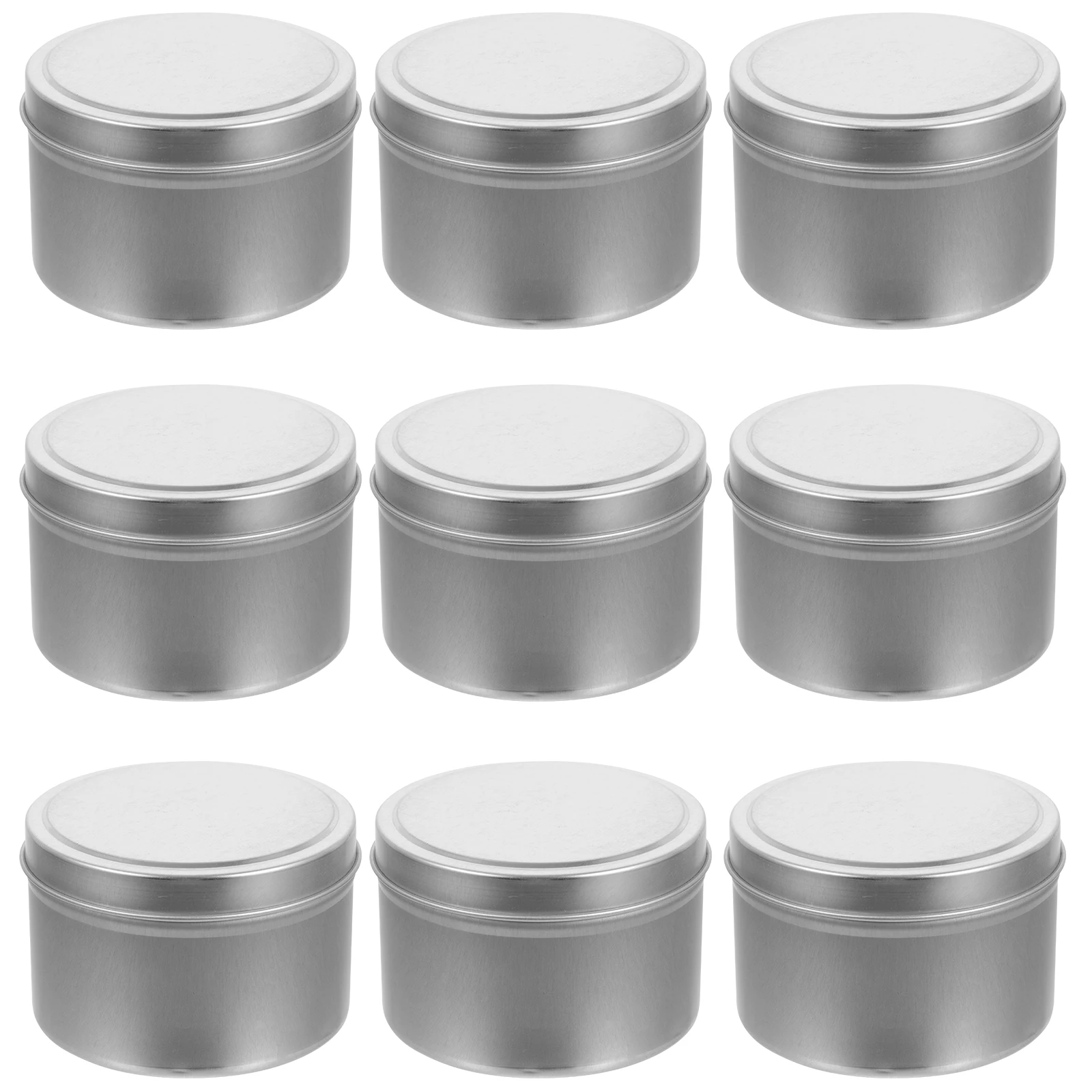 

9pcs Airtight Tin Boxes Round Silver Empty Storage Containers for Jar Tinplate Packaging Suitable for Candies Gifts