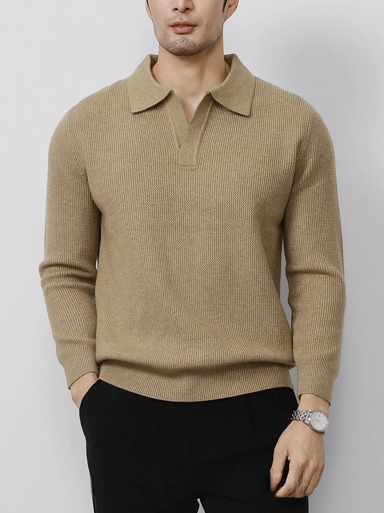 

Cleanfit Mens Knit Sweater Autumn Spring Pullover Korean Soft Heavyweight Polo Sweaters Minimalist Long Sleeve Solid Casual Top
